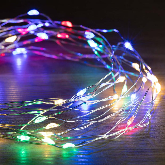 Battery Operated 100 LED Wire Pin Lights – 10m, available in 3 Colors - Christmas Factory