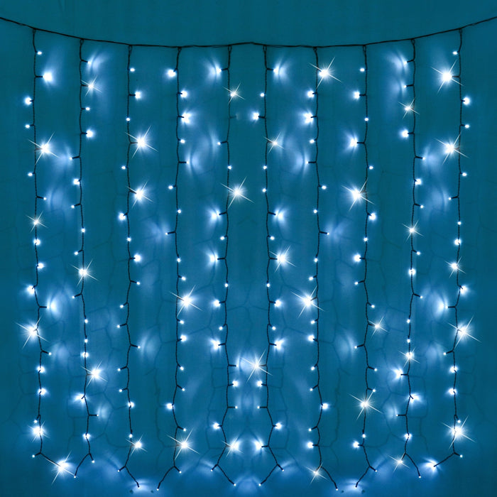 Battery Operated 200 LED Curtain Light – 140 x 140cm, available in 3 Colors - Christmas Factory