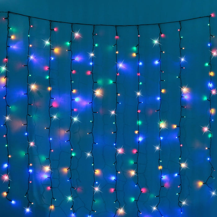 Battery Operated 200 LED Curtain Light – 140 x 140cm, available in 3 Colors - Christmas Factory