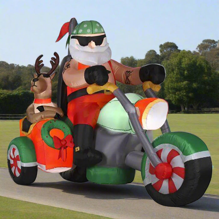 Inflatable Santa and Trike with Reindeer (1.8m) - Christmas Factory