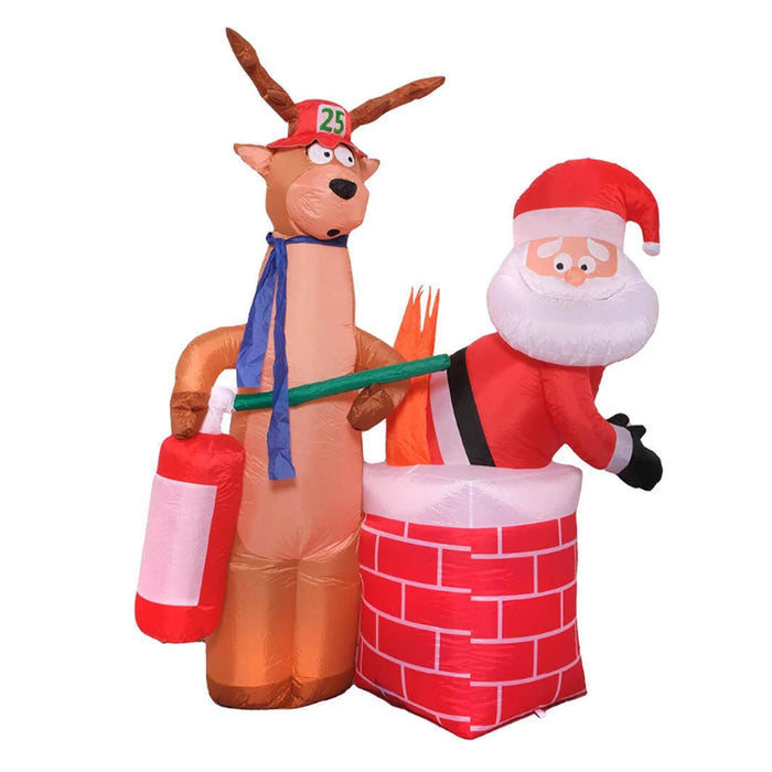 Inflatable Santa Stuck in Chimney (2.1m) - Christmas Factory