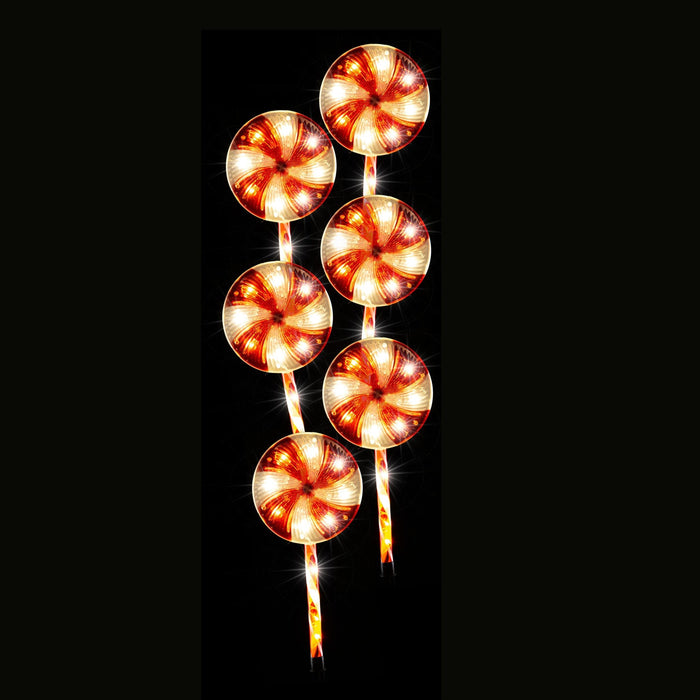 Jumbo Lollipop Path Lights 6pk Flash - Christmas Factory