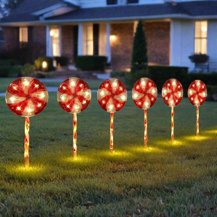 Jumbo Lollipop Path Lights 6pk Flash - Christmas Factory