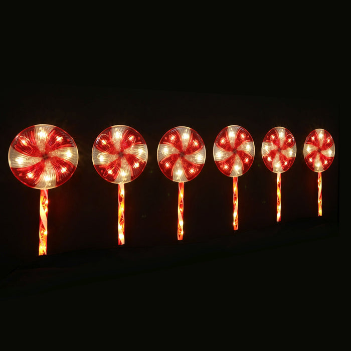 Jumbo Lollipop Path Lights 6pk Flash - Christmas Factory