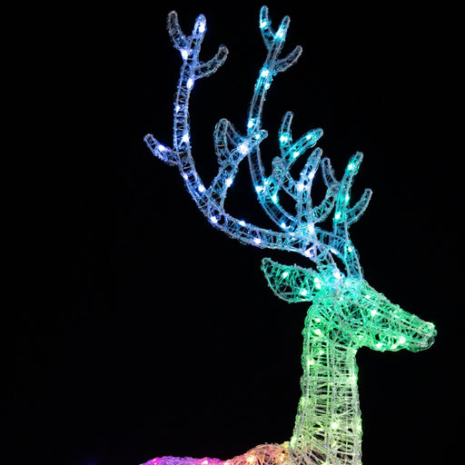 LED Lightshow Acrylic Reindeer with Bluetooth App Control – 140cm - Christmas Factory