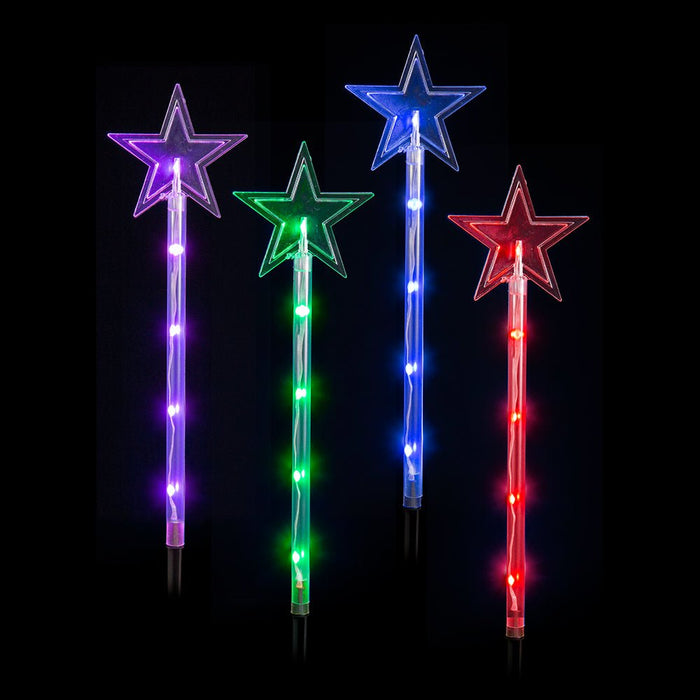 LED Lightshow Star Path Lights 4 pieces Remote Controlled - Christmas Factory