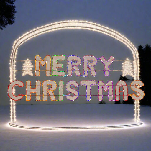 LED Merry Christmas Banner Ropelight Rainbow 270cm - Christmas Factory