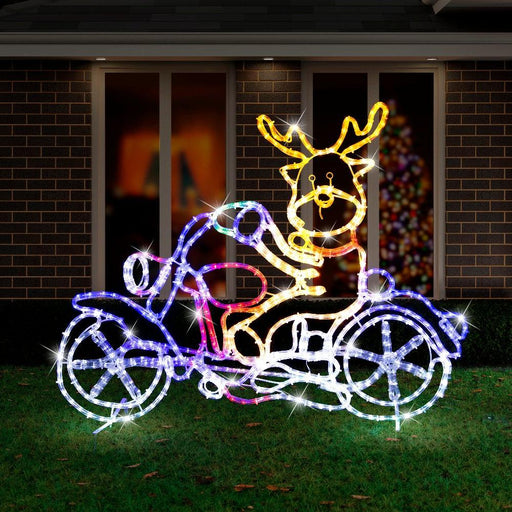 LED Ropelight Motorbike Crew Reindeer - Christmas Factory