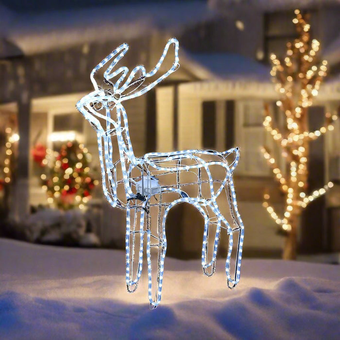 LED Ropelight Standing Reindeer Small Moving Cool White available in 2 types - Christmas Factory