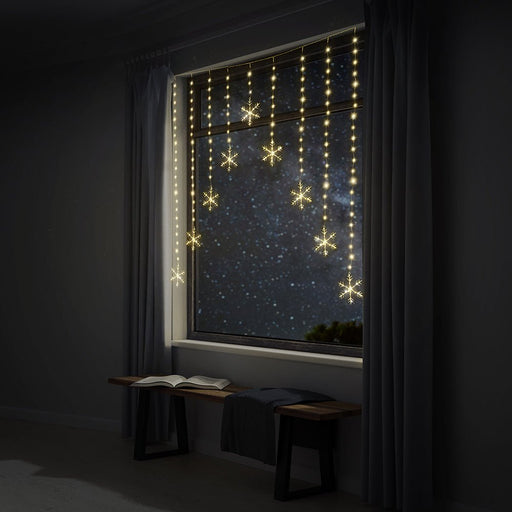 LED Snowflakes Curtain Lights avialable in 2 Colors - Christmas Factory