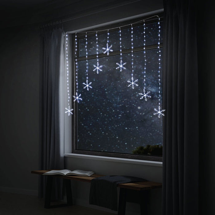 LED Snowflakes Curtain Lights avialable in 2 Colors - Christmas Factory