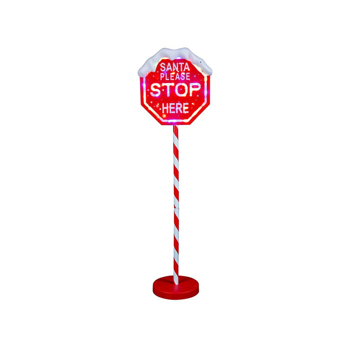 LED Stop Here Sign Multi 100cm Adjustable Height - Christmas Factory