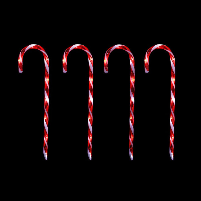 LED Timer Candy Cane Stakes Battery Operated 4pk 58cm - Christmas Factory