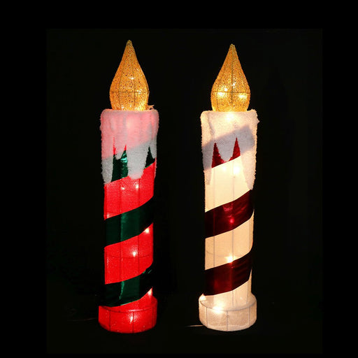 LED Tinsel Candle 77cm Twinkle, available in 2 Colors - Christmas Factory