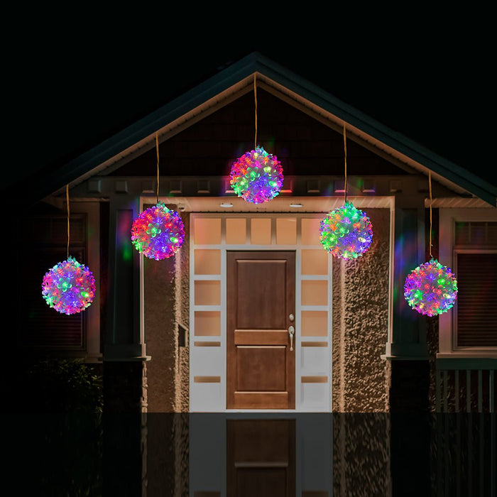 LED Twinkle Petal Balls 10cm 5 - Pack Cool - Warm White or Multicolor - Christmas Factory