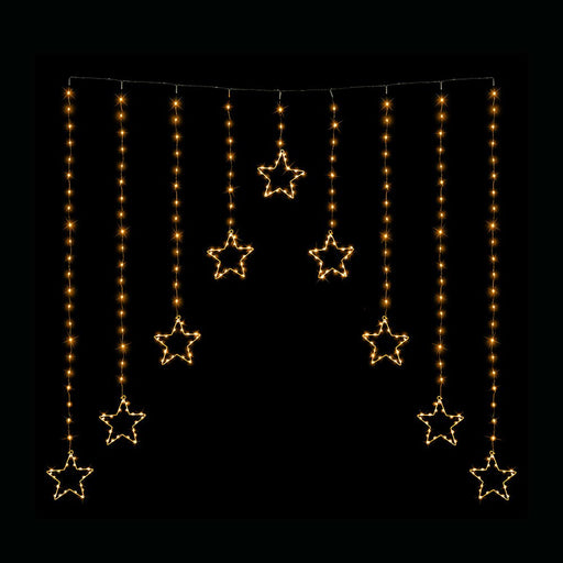 LED Wire Star Curtain Gold Lights - Christmas Factory