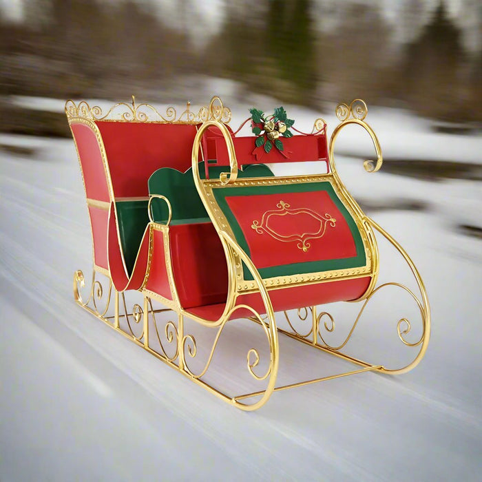 New Arrival: Fancy Ornate Two - Seat Sleigh – Red and Gold, 76cm - Christmas Factory