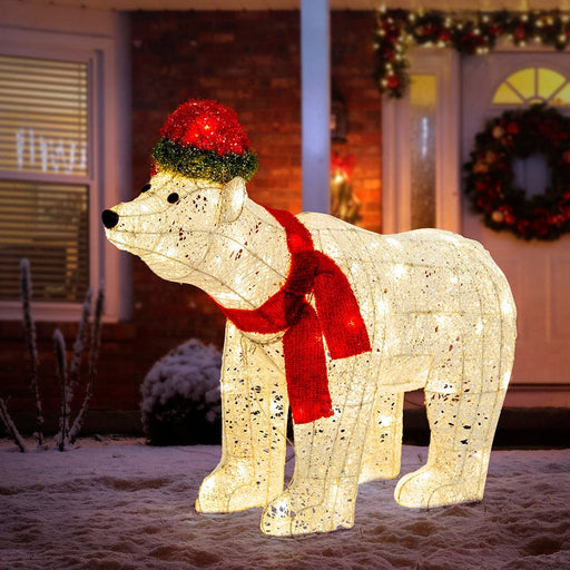 New Arrival: LED Flashing Glitter Thread Polar Bear – 70 LEDs, 90cm - Christmas Factory