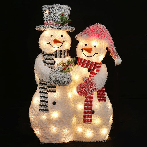 New Arrival: LED Frosty Couples Snowman – 60 LEDs, 100cm - Christmas Factory