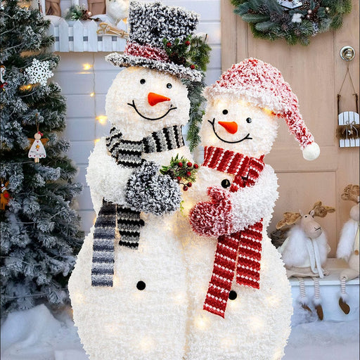 New Arrival: LED Frosty Couples Snowman – 60 LEDs, 100cm - Christmas Factory