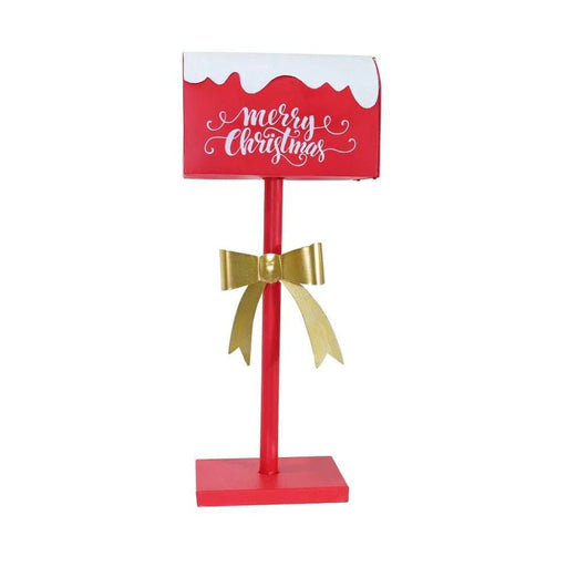 New Arrival: Mailbox on Stand with Bow – Festive Decorative Item, 73cm - Christmas Factory