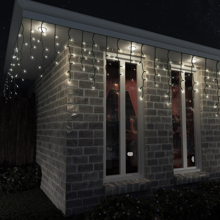 Solar 200 LED Icicle Lights – 3.9m x 33cm, available in 3 Colors - Christmas Factory