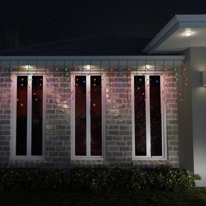 Solar 200 LED Icicle Lights – 3.9m x 33cm, available in 3 Colors - Christmas Factory