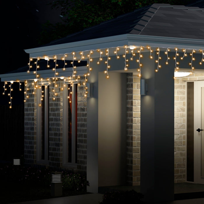 Solar 200 LED Icicle Lights – 3.9m x 33cm, available in 3 Colors - Christmas Factory