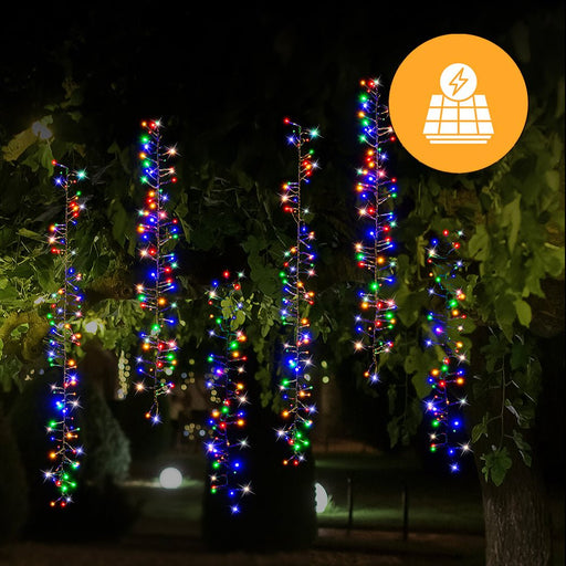 Solar 480 LED Cluster Chain Lights available in 2 Colors - Christmas Factory