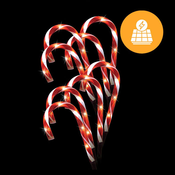 Solar Candy Cane Path Lights – 8 Pack, 32cm - Christmas Factory