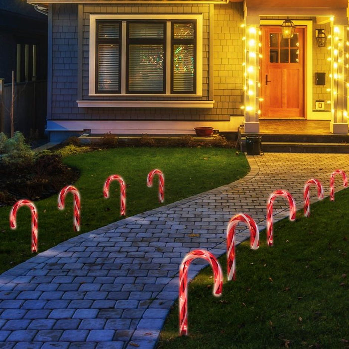 Solar Candy Cane Path Lights – 8 Pack, 32cm - Christmas Factory