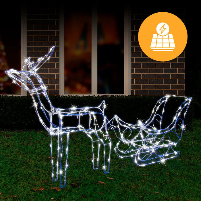 Solar LED Sleigh with Reindeer - 80 cm - Christmas Factory