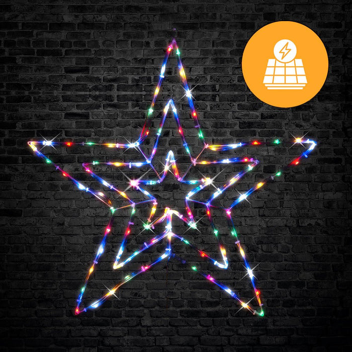 Solar LED Tubelight 3D Star Flash Multi - Christmas Factory