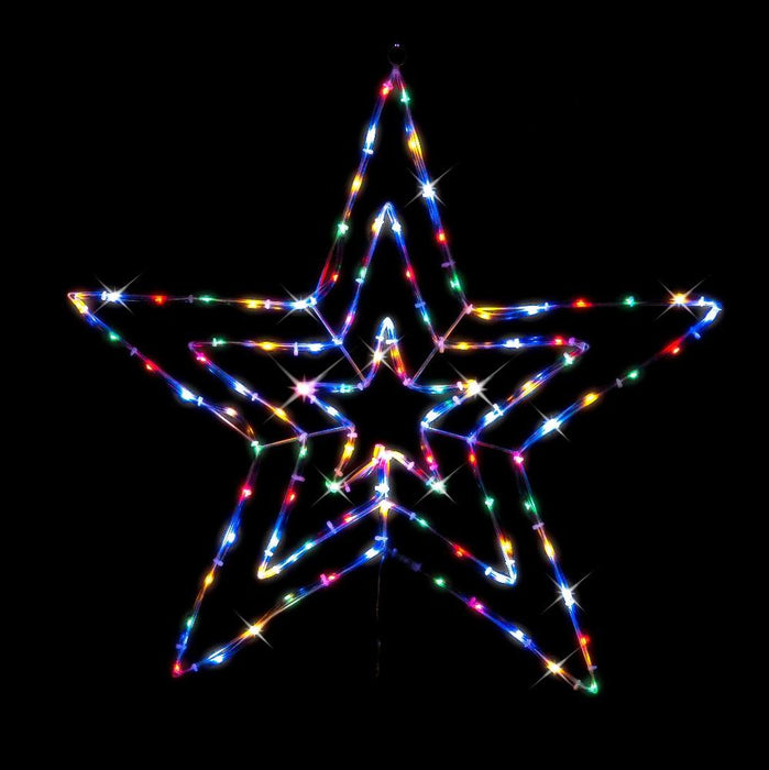 Solar LED Tubelight 3D Star Flash Multi - Christmas Factory