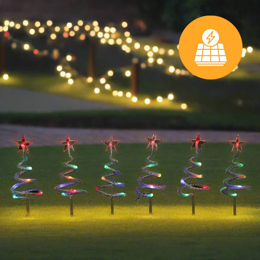 Solar Mesh Spiral Path Trees - 6 Pack - Christmas Factory