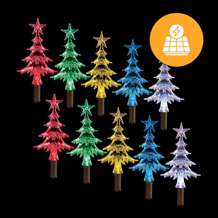 Solar Mini Tree Path Lights – 10 Pack, 24cm - Christmas Factory