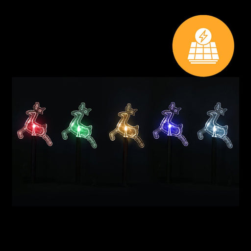 Solar Reindeer Path Lights – 5 Pack, 37cm available in 2 Colors - Christmas Factory