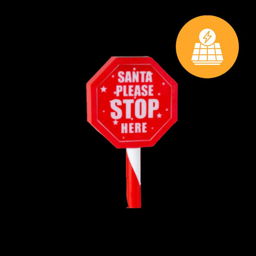 Solar Santa Stop Sign Stake 45cm - Christmas Factory