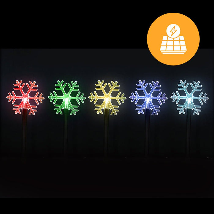 Solar Snowflake Path Lights – 5 Pack, 35cm available in 2 Colors - Christmas Factory