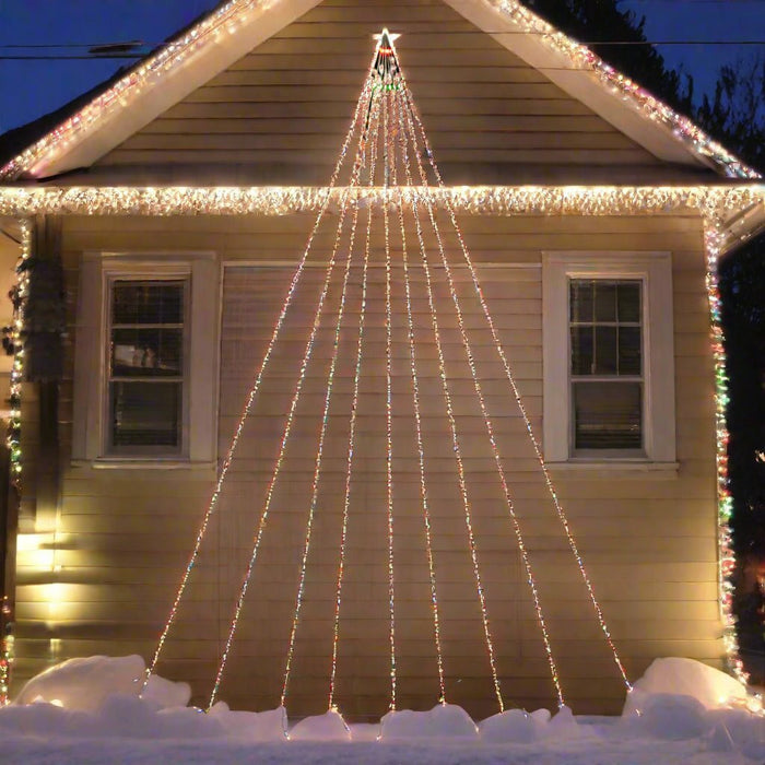 Solar Waterfall Strand Lights - Multi Colour - Christmas Factory